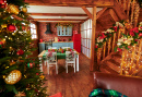 Christmas Decorated Wooden House